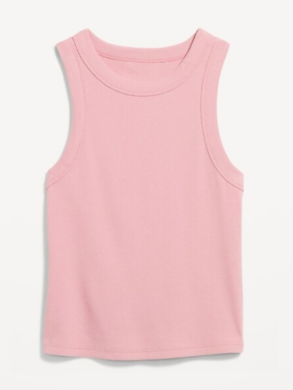 Old Navy Snug Cropped Light Pink Ribbed Crewneck Tank Top